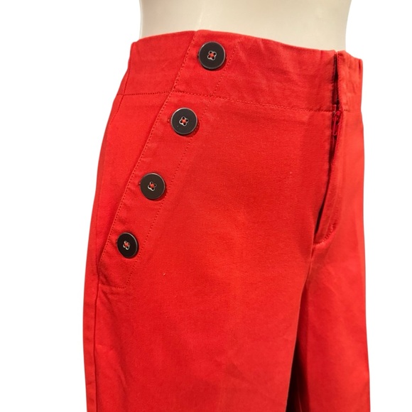 Anthropologie The Essential Slim Trouser Crop Pants Nautical Button Pockets sz 8 - Picture 6 of 13
